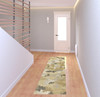 2' x 8' Beige Grey and Gold Abstract Power Loom Stain Resistant Runner Rug