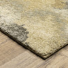 2' x 8' Beige Grey and Gold Abstract Power Loom Stain Resistant Runner Rug