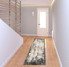 2' x 8' Grey Ivory Charcoal Tan Black and Beige Abstract Power Loom Runner Rug