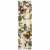2' x 8' Abstract Weathered Beige and Gray Indoor Runner Rug