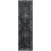 2' x 8' Blue and Brown Oriental Power Loom Stain Resistant Runner Rug