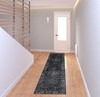2' x 8' Blue and Brown Oriental Power Loom Stain Resistant Runner Rug