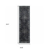 2' x 8' Blue and Brown Oriental Power Loom Stain Resistant Runner Rug