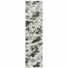 2' x 8' Charcoal and White Abstract Power Loom Stain Resistant Runner Rug