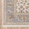 2' x 8' Ivory and Blue Oriental Power Loom Stain Resistant Runner Rug with Fringe