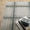 2' x 8' Grey Teal and Beige Geometric Power Loom Stain Resistant Runner Rug