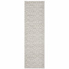 2' x 8' Grey Geometric Power Loom Stain Resistant Runner Rug