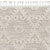 2' x 8' Ivory Beige Machine Woven Geometric with Fringe Indoor Runner Rug