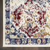 2' x 8' Navy Blue Damask Power Loom Distressed Runner Rug