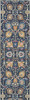 2' x 8' Navy Blue Floral Power Loom Runner Rug