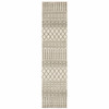 2' x 8' Ivory and Grey Geometric Power Loom Polypropylene Runner Rug