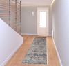 2' x 8' Gray Ivory and Taupe Abstract Stain Resistant Runner Rug
