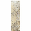 2' x 8' Grey and Gold Abstract Power Loom Polypropylene Runner Rug