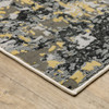 2' x 8' Grey Gold Beige Black and Brown Abstract Power Loom Runner Rug