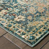 2' x 8' Sand and Blue Distressed Indoor Runner Rug