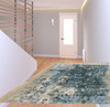 2' x 8' Blue Grey Ivory Light Blue and Dark Blue Abstract Power Loom Runner Rug