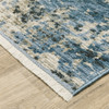 2' x 8' Blue Grey Ivory Light Blue and Dark Blue Abstract Power Loom Runner Rug