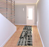 2' x 8' Black Grey and Ivory Geometric Power Loom Stain Resistant Runner Rug