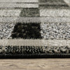 2' x 8' Black Grey and Ivory Geometric Power Loom Stain Resistant Runner Rug