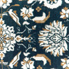 2' x 8' Navy Caramel and Ivory Oriental Power Loom Stain Resistant Runner Rug