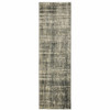 2' x 8' Charcoal Grey Beige and Tan Abstract Power Loom Stain Resistant Runner Rug