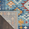 2' x 8' Blue and Orange Geometric Dhurrie Runner Rug