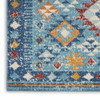 2' x 8' Blue and Orange Geometric Dhurrie Runner Rug