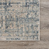 2' x 8' Cream Blue and Ivory Geometric Distressed Runner Rug