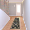 2' x 8' Charcoal Blue Gold Rust and Beige Oriental Power Loom Runner Rug