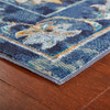 2' x 9' Blue and Gold Jacobean Runner Rug