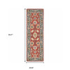 2' x 8' Red and Blue Bohemian Area Rug