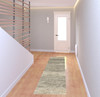 2' x 8' Grey Beige and Tan Abstract Power Loom Stain Resistant Runner Rug