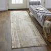2' x 8' Tan Ivory and Gray Abstract Runner Rug