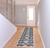 2' x 8' Ivory Gray and Blue Chevron Power Loom Stain Resistant Runner Rug