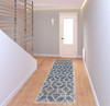 2' x 8' Blue and Ivory Geometric Power Loom Stain Resistant Runner Rug