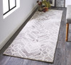 2' x 8' Taupe Gray and Ivory Wool Geometric Tufted Handmade Runner Rug