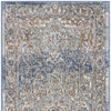 2' x 8' Ivory and Blue Oriental Power Loom Non Skid Runner Rug