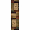 2' x 8' Beige and Brown Floral Block Pattern Runner Rug