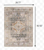 2' x 8' Grey Blue Machine Woven Medallion Indoor Runner Rug