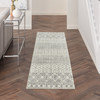 2' x 8' Gray Geometric Power Loom Runner Rug