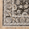 2' x 8' Grey & Ivory Oriental Power Loom Stain Resistant Runner Rug with Fringe