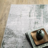 2' x 8' Silver Grey Teal Blue and Charcoal Abstract Printed Non Skid Runner Rug