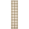 2' x 8' Beige and Ivory Geometric Power Loom Stain Resistant Runner Rug
