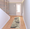 2' x 8' Ivory and Grey Abstract Power Loom Non Skid Runner Rug
