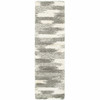 2' x 8' Gray and Ivory Geometric Pattern Runner Rug