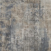 2' x 8' Blue and Beige Abstract Power Loom Distressed Non Skid Runner Rug