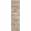 2' x 8' Rust Blue Ivory and Gold Oriental Printed Stain Resistant Non Skid Runner Rug