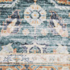 2' x 8' Blue Rust Gold and Olive Oriental Printed Stain Resistant Non Skid Runner Rug