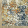 2' x 8' Teal Blue Orange Gold Grey Tan Brown & Beige Abstract Printed Non Skid Runner Rug