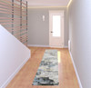 2' x 8' Gray & Ivory Abstract Printed Stain Resistant Non Skid Runner Rug